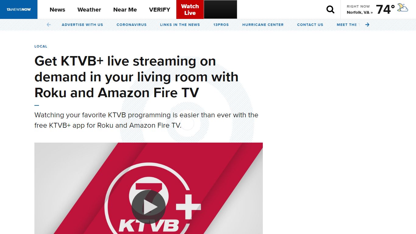 KTVB Idaho News live streaming on Roku and Amazon Fire TV | 13newsnow.com